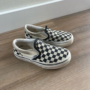 Vans Kids Checkered Slip-On Shoes - Black and White